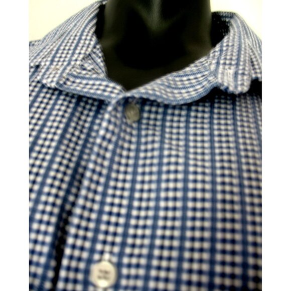 Men’s Apt 9 Slim Fit Button Down Dress Shirt-Blue Plaid- Size XXL - Picture 8 of 11